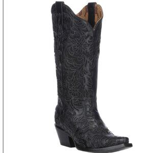 Women's Black Sparkly Cowboy boots with Full Inlay Snip Toe